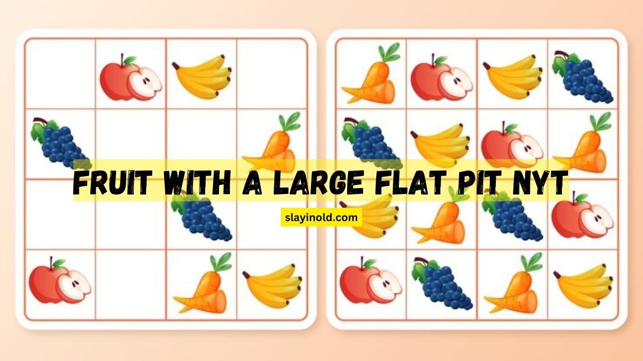 fruit with a large flat pit nyt